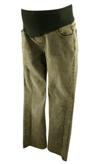 Dirty Gray American Star Maternity Bedazzled Straight Leg Jeans (Gently Used - Size Medium)