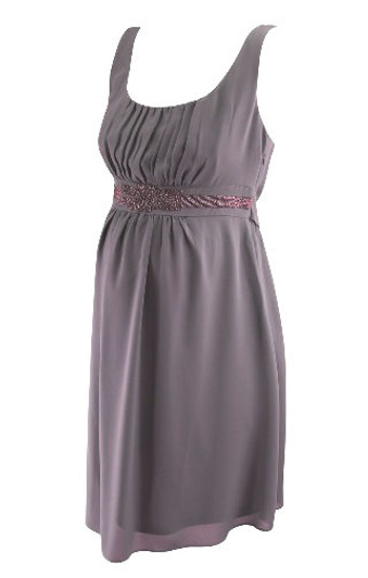 New* Striped Gray and White Maternity Ruched Dress By Mama NYC