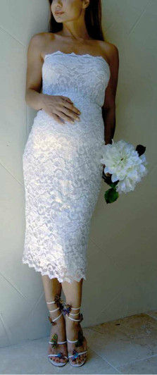 Ivory Lace Nicole Michelle Maternity Strapless Dress (Like New - X-large) Ivory Lace Nicole Michelle Maternity Strapless Dress (Like New - X-large)
