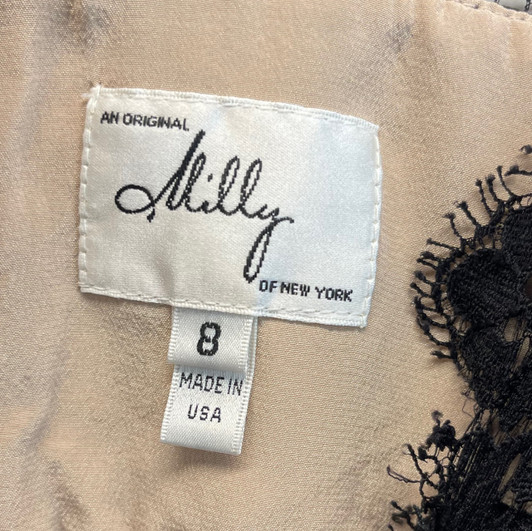 Black Lace Milly New York Dress Altered To Be Worn As Maternity with Nude Silk Lining (Like New - Size 8)