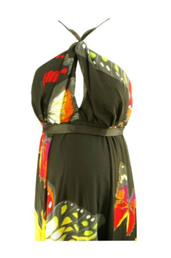 *New* Black with Colorful Butterfly Print Long Flowing Maxi Dress by Nicole Michelle (Size Small)