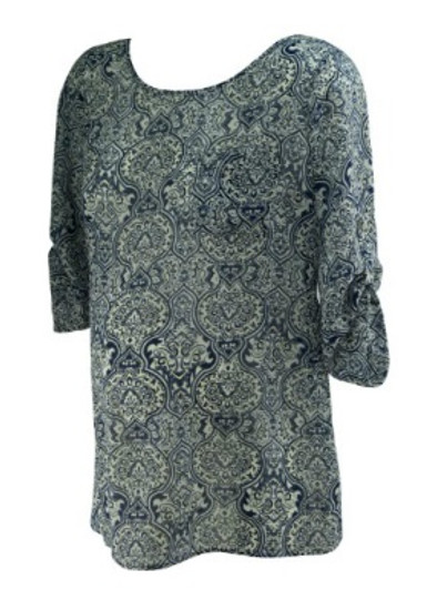 *New* Paisley Print A Pea in the Pod Maternity Career Blouse with Button Down Back and Adjustable Sleeve (Size Small)