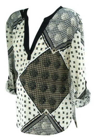*New* Abstract Print A Pea in the Pod Maternity Blouse with Adjustable Sleeves (Size Small)