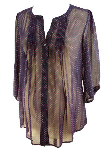 Navy Polk-A-Dot Pink Collective Concept Sheer Blouse for A Pea in the Pod Collection (Like New - Size Small)