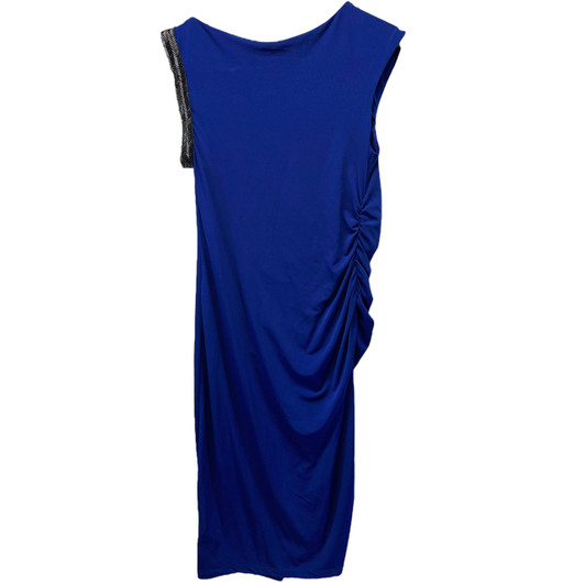 *New* Royal Blue A Pea In The Pod Maternity Ruched Side High Scoop Neck Embellished Sleeve Maternity Special Occasion Dress