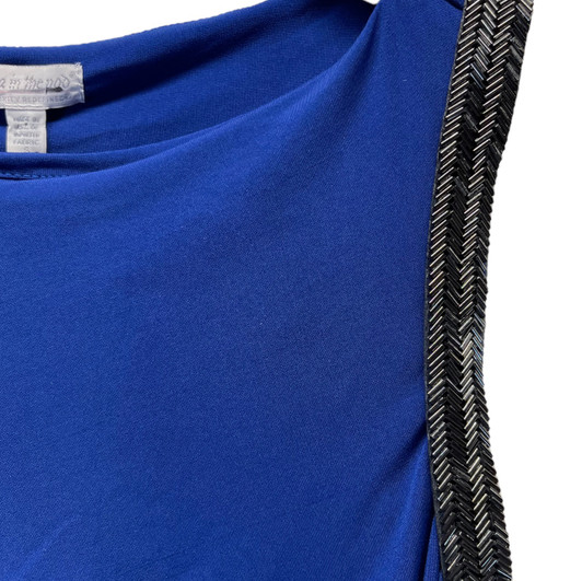 *New* Royal Blue A Pea In The Pod Maternity Ruched Side High Scoop Neck Embellished Sleeve Maternity Special Occasion Dress