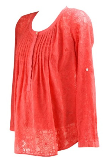 Floral Rust Daniel Rainn Maternity for A Pea in the Pod Collection Maternity Scoop Neck Adjustable Career Maternity Blouse (Like New - Size Small)