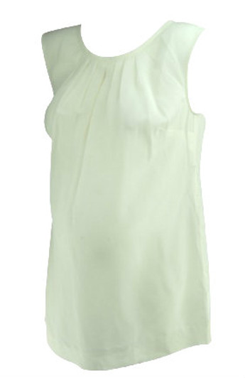 *New* Cream A Pea In The Pod Maternity Pleated Sleeveless Blouse With Missing Belt Strings *New* Cream A Pea In The Pod Maternity Pleated Sleeveless Blouse With Missing Belt Strings