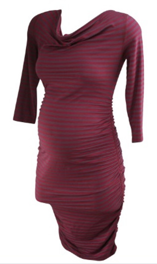 *New* Burgundy Striped A Pea in the Pod Maternity Long Sleeve Ruched Maternity Dress (Size Small) *New* Burgundy Striped A Pea in the Pod Maternity Long Sleeve Ruched Maternity Dress (Size Small)