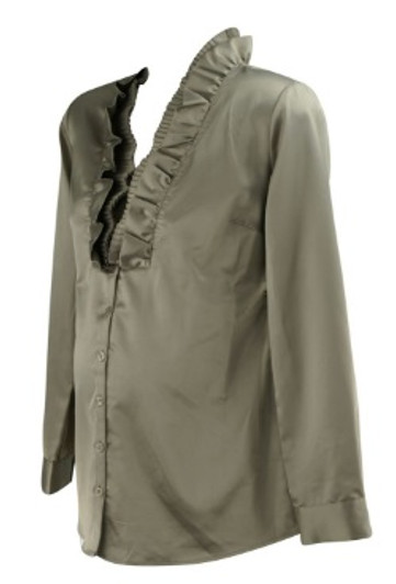 *New* Metallic Bronze A Pea in the Pod Maternity V-Neck Ruffled Career Maternity Blouse (Size Medium) *New* Metallic Bronze A Pea in the Pod Maternity V-Neck Ruffled Career Maternity Blouse (Size Medium)