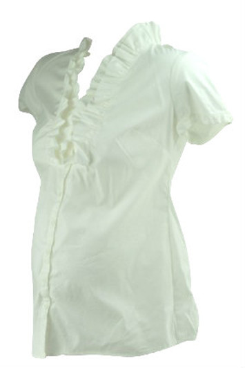*New* White A Pea in the Pod Maternity Ruffle V-Neck Career Maternity Blouse (Size Small) *New* White A Pea in the Pod Maternity Ruffle V-Neck Career Maternity Blouse (Size Small)