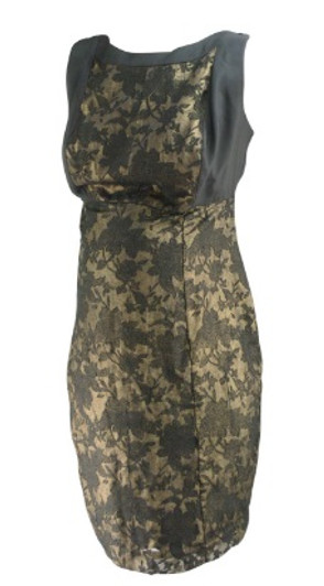 Black Gold Leaf Design A Pea in the Pod Maternity Special Occasion Maternity Dress (Like New - Size Medium)