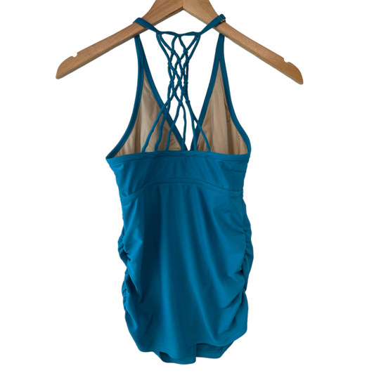 Teal A Pea in the Pod Maternity Tankini Maternity Swim Set with Knotted Back Design (Gently Used - Size Small)