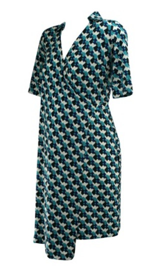 *New* Blue Tetris Print 3/4 Sleeve Wrap Maternity Dress by A Pea in the Pod Maternity (Size Small) *New* Blue Tetris Print 3/4 Sleeve Wrap Maternity Dress by A Pea in the Pod Maternity (Size Small)
