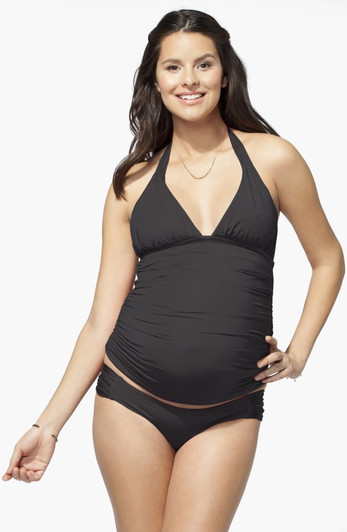 Black Ingrid & Isabel  Ruched Maternity Halter Swim Tankini Set (Like New - Size Small) Black Ingrid & Isabel  Ruched Maternity Halter Swim Tankini Set (Like New - Size Small)