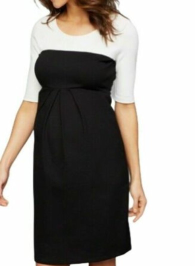 Black and White Color Black Isabella Oliver Maternity Casual Career Laela Dress (Like New - Size 10 US)