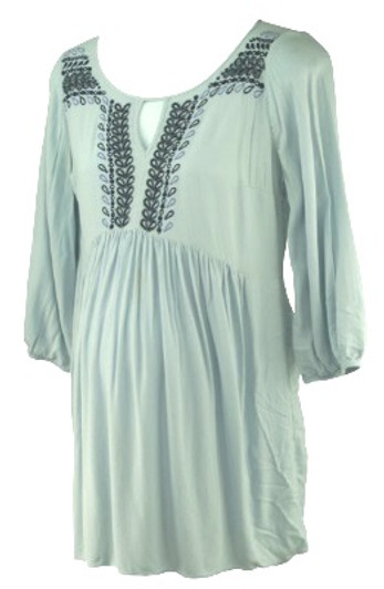 Baby Blue A Pea in the Pod Maternity Beaded Babydoll Maternity Top (Like New - Size Small)
