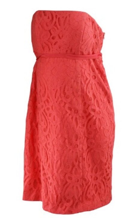 *New* Coral A Pea in the Pod Maternity Lace Maternity Strapless Cocktail Dress (Size Large)
