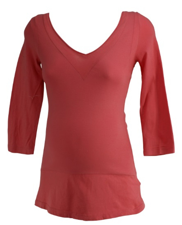 *New* Salmon Three Dots Maternity Ribbed Long Sleeve Maternity Blouse (Size Large)