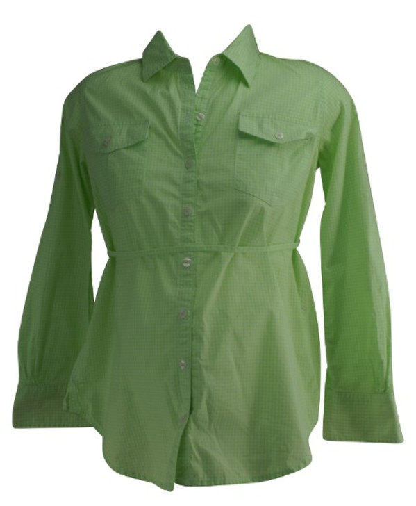 Lime Green Lily Pulitzer for A Pea in the Pod Collection Maternity Button Down Checkered Print Top (Like New - Size Small)