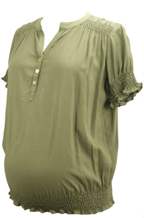 Maternal America Olive Green Maternity Blouse (Gently Used - Size Large)
