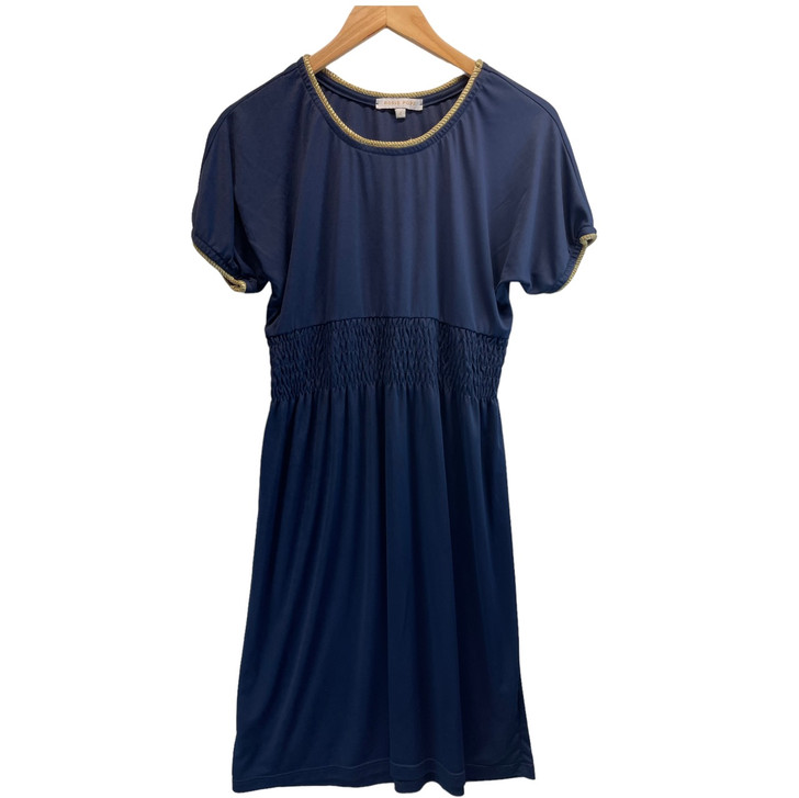 Rosie Pope Gold Rope Detail Navy Maternity Short Sleeve Dress (Like New - Size Large)