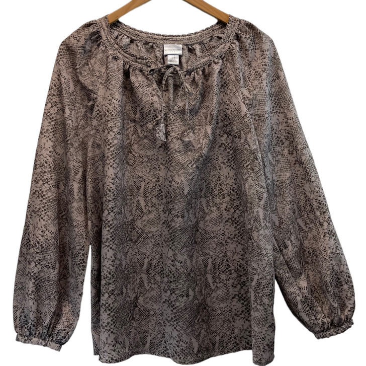 Snake Skin Pattern Motherhood Maternity Long Sleeve Blouse (Like New - Size Medium)