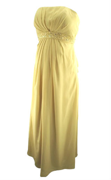 *New* JJs House Champagne Empire Sweetheart Floor Length Special Occasion Chiffon Maternity Bridesmaid Dress with Ruffle Beading (Size 6)