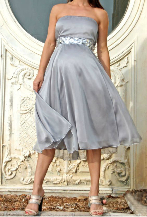 *New* Platinum Diamond Audrey Maternity Gown Maternity Dress by Nicole Michelle Maternity (Size Small)