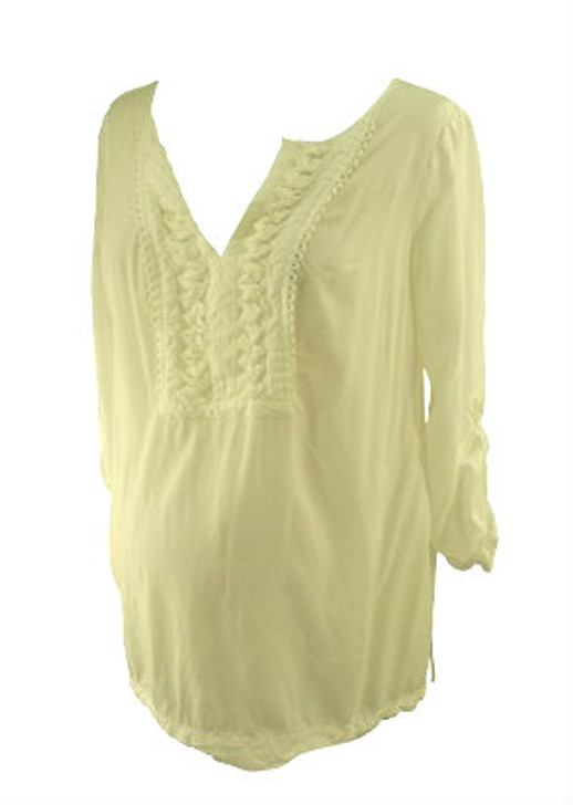 *New* White A Pea in the Pod Maternity 3/4 Sleeve Ruffled Maternity Blouse (Size Large)