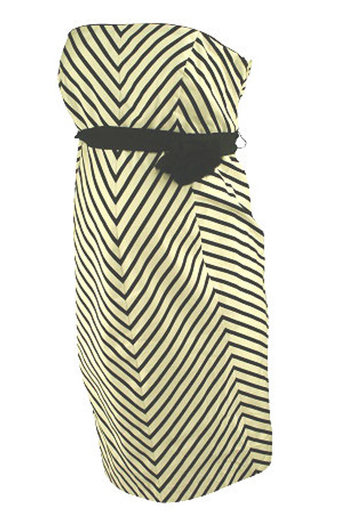 *New* Black A Pea in the Pod Maternity Striped Chevron Print Strapless Maternity Dress (Size Medium)