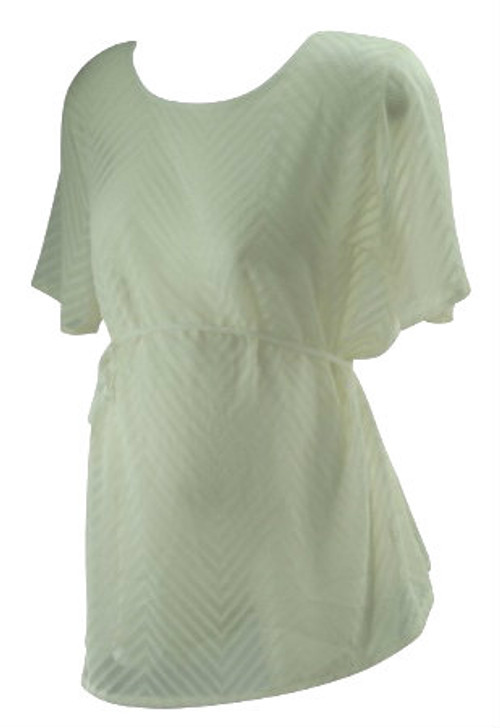 *New* Cream A Pea in the Pod Maternity Etched Chevron Print Maternity Sheer Blouse (Size Large)