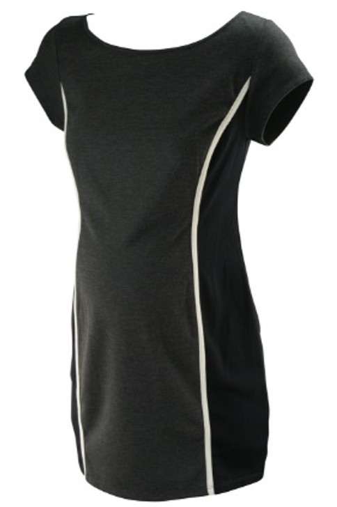 *New*  Grey and Black  Colorblock A Pea In The Pod Maternity Shift Dress  with Ivory Stripes