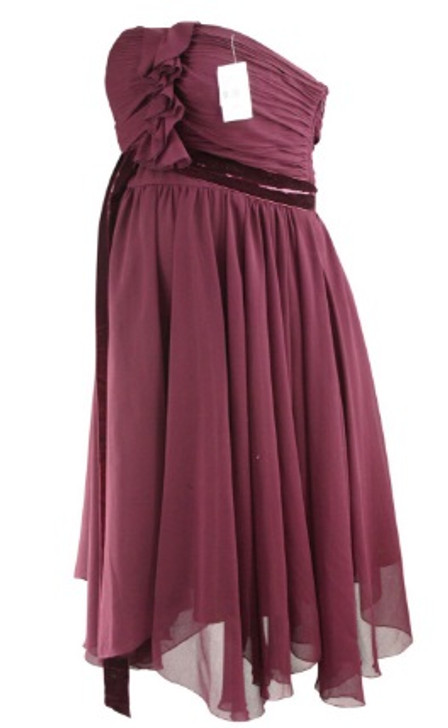 *New*  Wine A Pea In The Pod Collection Maternity Strapless A Line Special Occassion Maternity Dress
