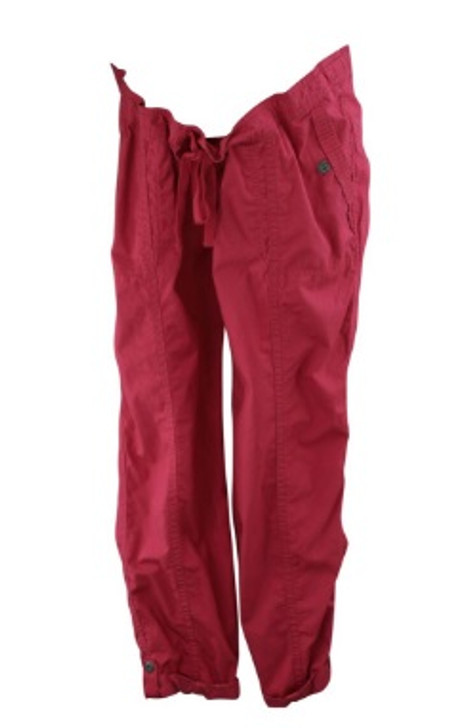 Raspberry Red Motherhood Maternity Casual Adjustable Ankle Cargo Maternity Pants (Gently Used - Size Large)