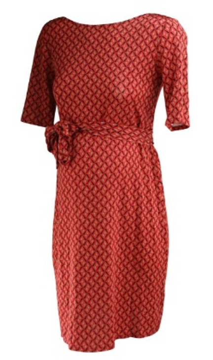 *New* Red Triangle Pattern Leota Exposed V-Neck Back Maternity Dress for A Pea in the Pod Collection Maternity  (Size Small)