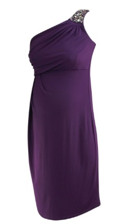*New* Plum A Pea in the Pod Maternity One Shoulder Embellished Strap Special Occasion Maternity Dress (Size Small)