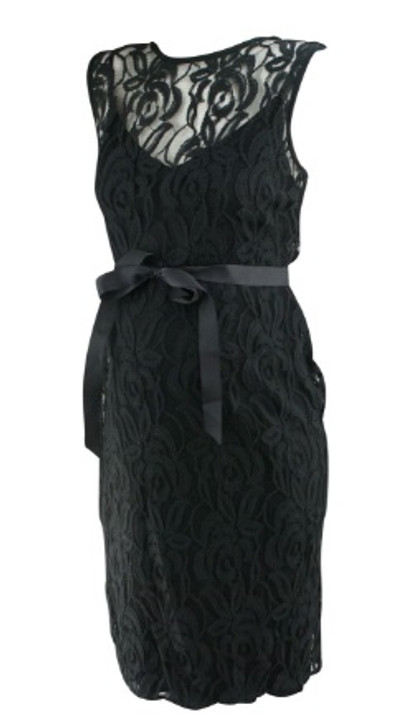 *New* Black Lace A Pea in the Pod Maternity Sleeveless Belted Special Occasion Maternity Dress (Size Large)