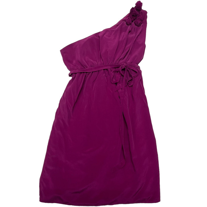 Magenta A Pea in the Pod Maternity One Shoulder Belted Special Occasion Maternity Dress (Like New - Size Medium)