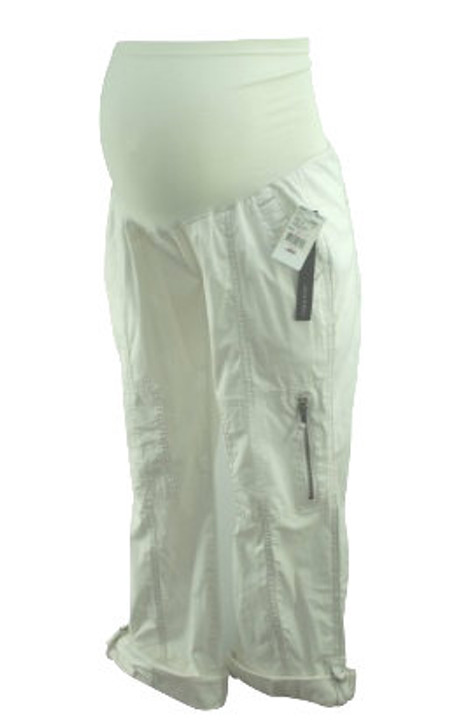 *New* White A Pea in the Pod Maternity Convertible Utility Cargo Maternity Capris with Zipper Detailing (Size Small)