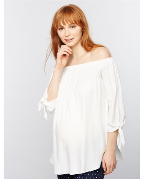 white off the shoulder maternity top