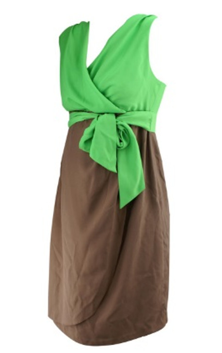 *New* Green and Brown Suzi Chin for Maggy Boutique for A Pea in the Pod Maternity Collection  Maternity Dress (Size Small)