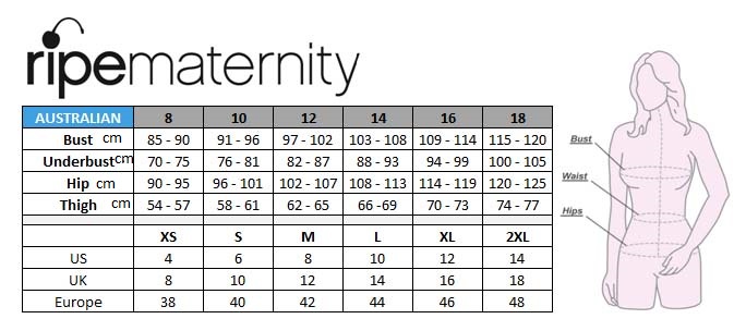 Maternity Size Chart  Motherhood Closet - Maternity Consignment
