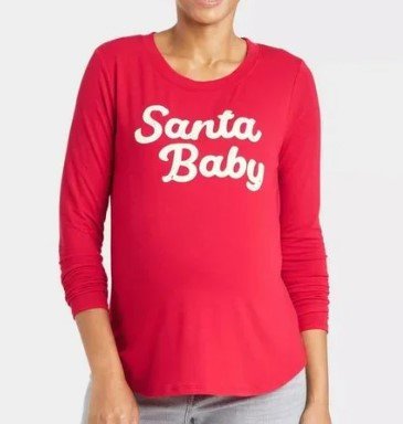 Isabel Maternity Womens Red Santa Baby Christmas Holiday