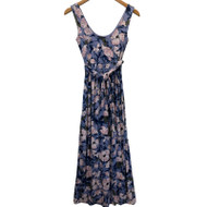 A Pea in the Pod Maternity Pink and Blue Floral-Print Maxi Dress | Gently Used - Size X-Small