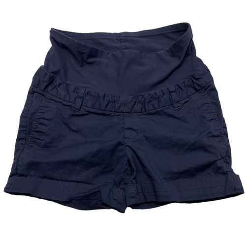 Navy Blue Print Belted Maternity Shorts