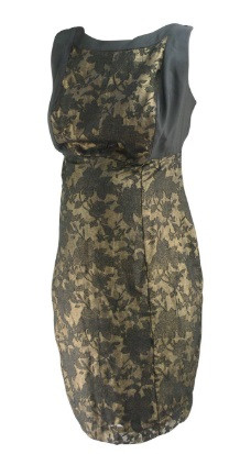 dress that looks white and gold or blue and black Black Foil Print Long Sleeve Mesh Midi Dress | Junhaa main image 1