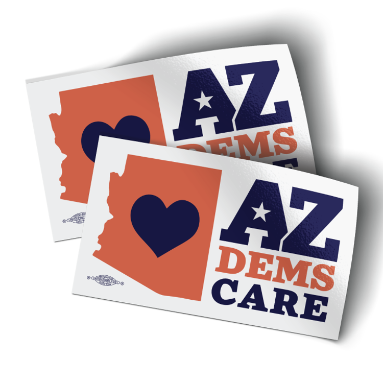 Arizona Dems Care (5" x 3" Vinyl Sticker -- Pack of Two!)