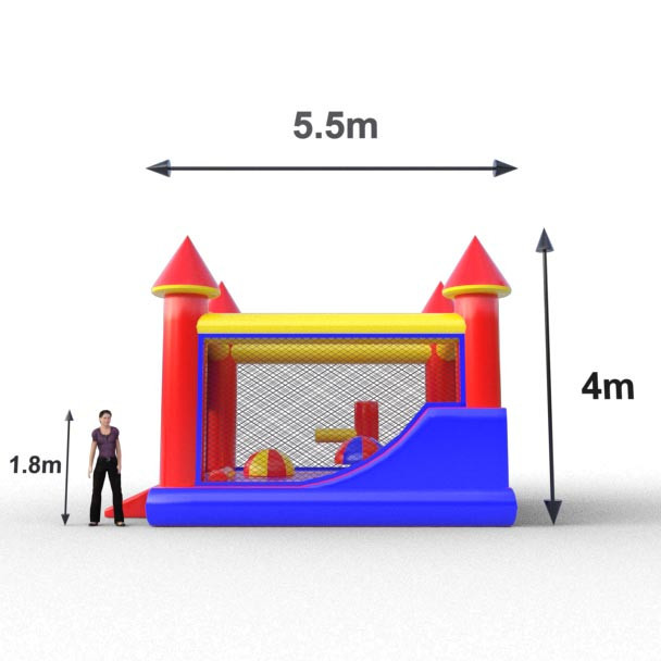 Inflable azul y rojo para actividades y eventos