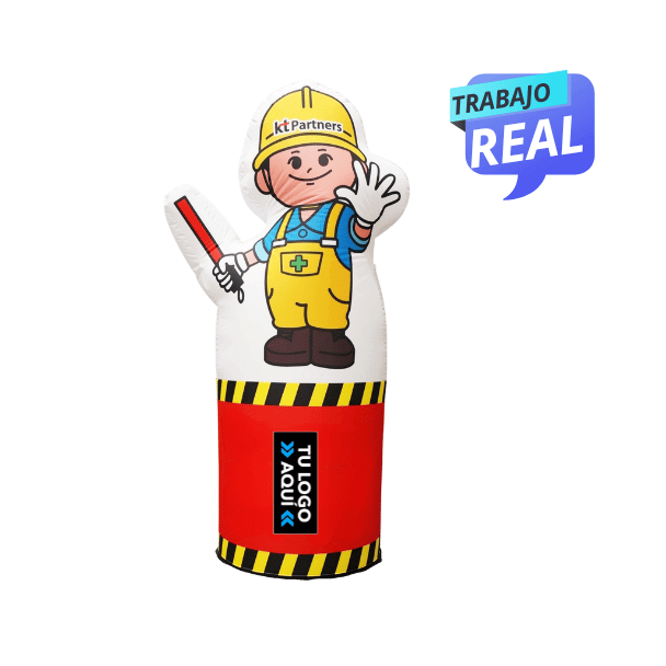 Aviso inflable silueteado de constructor en evento corporativo
